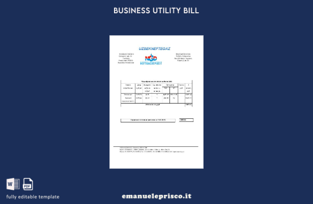modello di bolletta delle utenze aziendali NeftGaz in stile verificato dell'Uzbe